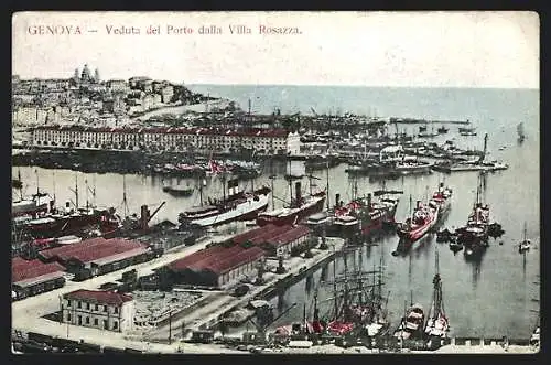 AK Genova / Genua, Veduta del Porto dalla Villa Rosazza, Blick zum Hafen