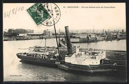 AK Honfleur, Vue des Bassins prise du Cheval-Blanc