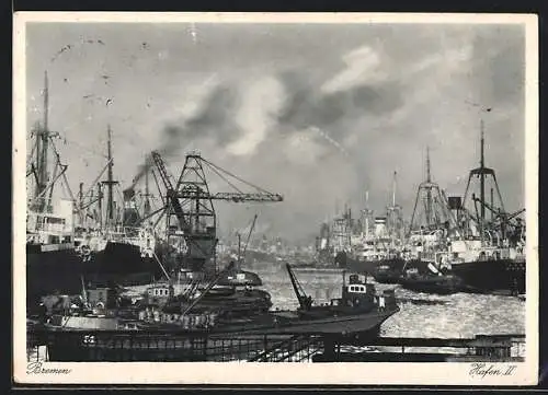 AK Bremen, Hafen II, Dampfer