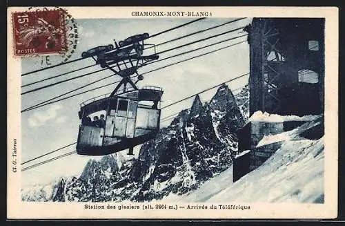 AK Chamonix-Mont-Blanc, Station des glaciers, Arrivée du Téléférique