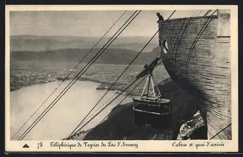 AK Veyrier, Téléphérique de Veyrier du Lac d`Annecy, Cabine et quai d`arrivée, Seilbahn