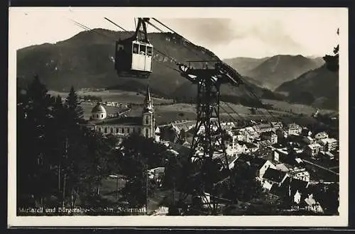 AK Mariazell, Drahtseilbahn an der Bürgeralpe über dem Ort