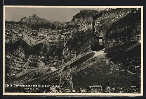 AK Hundwill, Säntis-Schwebebahn mit blick zum Säntis, Seilbahn