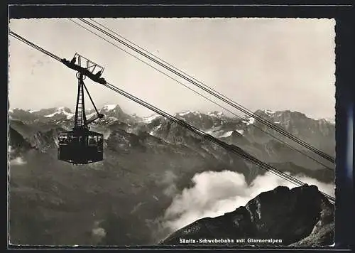 AK Säntis, Schwebebahn vor den Glarneralpen