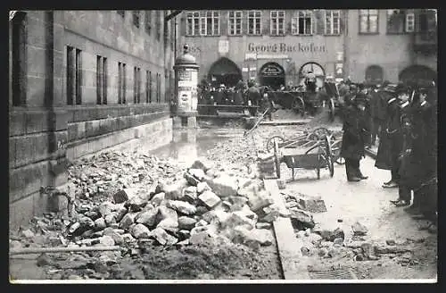 AK Nürnberg, Augustinerstrasse nach der Hochwasser-Katastrophe im Februar 1909