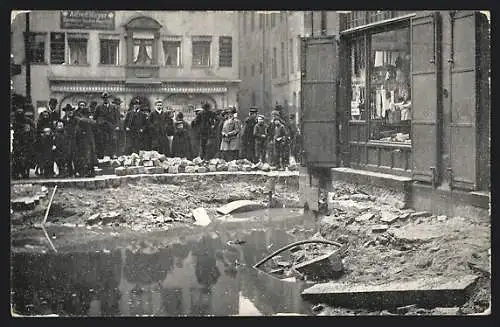 AK Nürnberg, Hochwasser-Katastrophe 1909, an der Frauenkirche