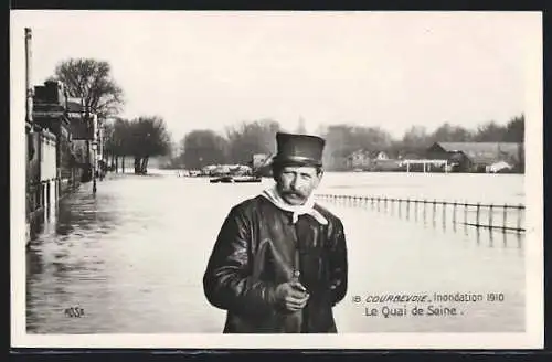 AK Courbevoie, Inondation 1910, Le Quai de Seine
