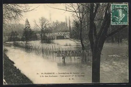 AK St-Maurice, Inondations de Janvier 1910, L`Ile des Corbeaux