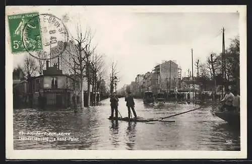 AK Boulogne-sur-Seine, Inondation 1910, Le Rand-Point, Hochwasser