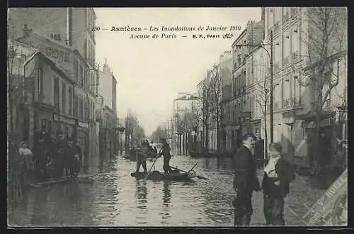 AK Asnières, Les Inondations de Janvier 1910, Avenue de Paris