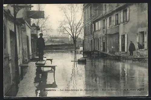 AK Asnières, Crue de la Seine 1910, Rue de Seine