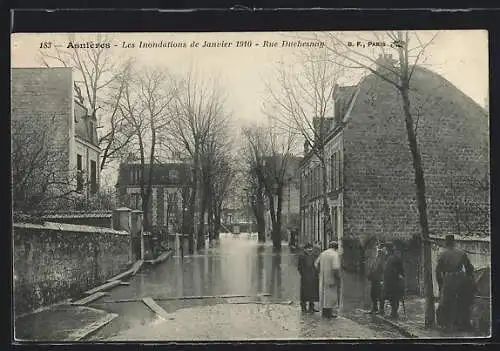 AK Asnières, Les Inondations de Janvier 1910, Rue Duchesnay