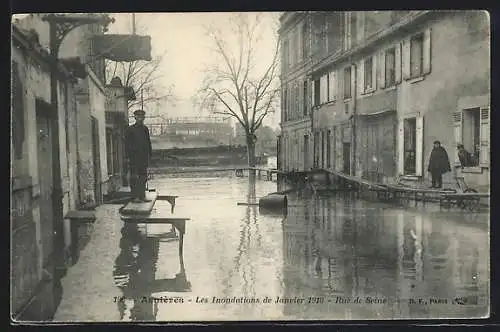 AK Asnières, Crue de la Seine 1910, Rue de Seine