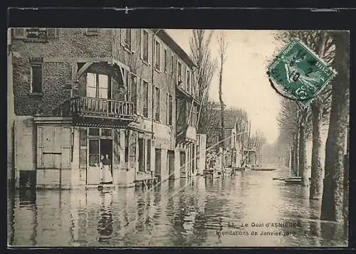 AK Asnieres, Le Quai, Inondations de Janvier 1910, Hochwasser
