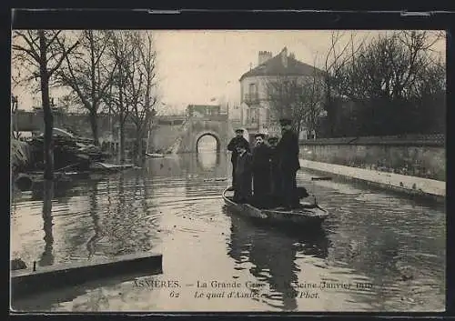 AK Asnières, Crue de la Seine Janvier 1910, Le quai d`Asnieres