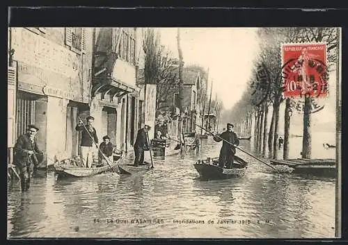 AK Asnières, Crue de la Seine Janvier 1910, Le Quai