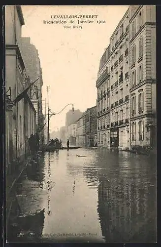 AK Levallois-Perret, Inondations de Janvier 1910, Rue Rivay