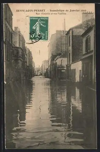 AK Levallois-Perret, Inondations de Janvier 1910, Rue Marjolin et rue Fazillau