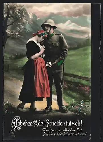 Foto-AK Photochemie Berlin Nr. 5627 /6: Soldat verabschiedet sich von seiner liebsten Frau