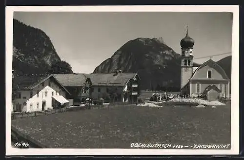 AK Oberleutasch, Am Xanderwirt mit der Kirche