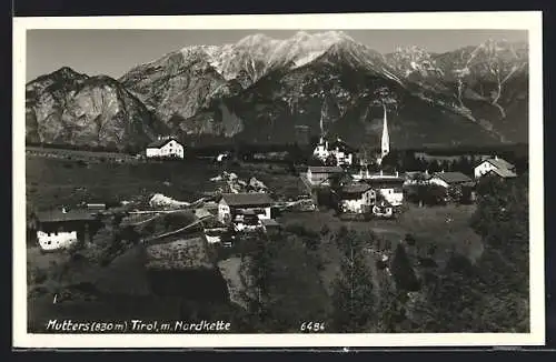 AK Mutters, Ortsansicht vor Bergpanorama