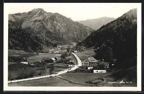 AK Mariazell, Wegscheid, Ortsansicht aus der Vogelschau