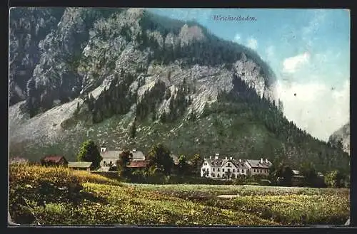 AK Weichselboden, Ortsansicht vor Bergkulisse