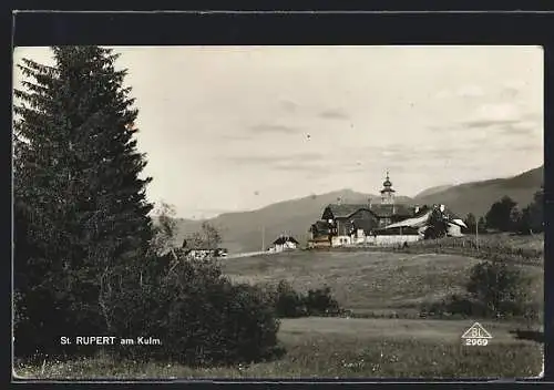 AK St. Rupert am Kulm, Ortsansicht gegen die Berge