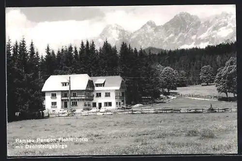 AK Ramsau am Dachstein, Pension Fichtenheim mit dem Dachsteingebirge
