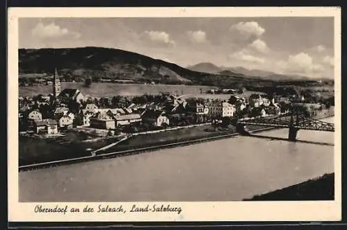 AK Oberndorf an der Salzach, Ortsansicht über den Fluss