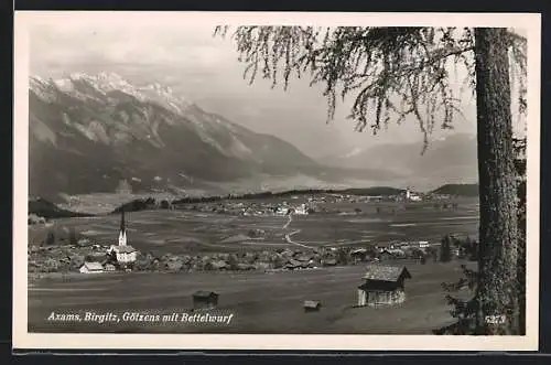 AK Axams, Ortsansicht mit Birgitz, Götzens und dem Bettelwurf