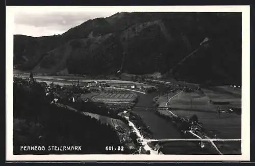 AK Pernegg /Steiermark, Ortsansicht an der Flussbiegung