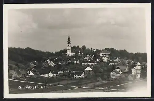 AK St. Marein, Ortsansicht mit exponierter Kirche