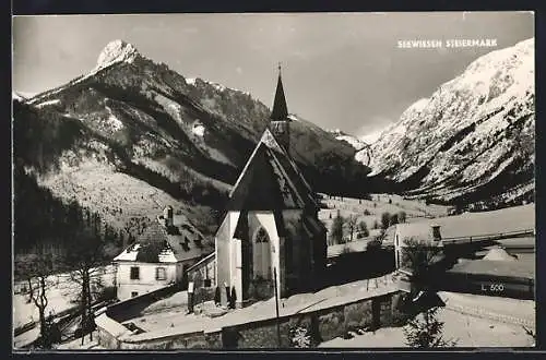 AK Seewiesen /Steiermark, Die Kirche im Winter
