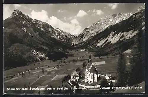 AK Seewiesen /Steiermark, Die Kirche gegen die Dullwitz (Hochschwab.)