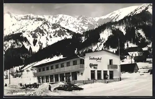AK Seewiesen /Stmk., Gasthof und Pension Seeberghof im Schnee