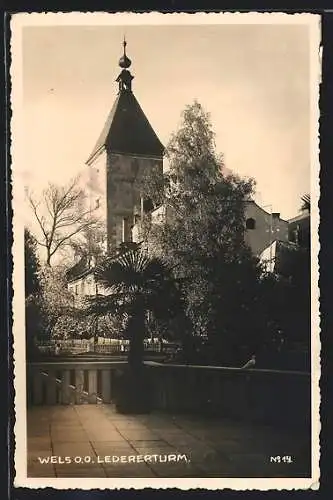 AK Wels, Bllick zum Ledererturm