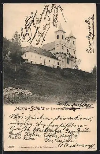 AK Maria-Schutz am Semmering, Blick zur Kirche