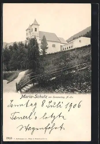 AK Maria-Schutz am Semmering, Blick zur Kirche