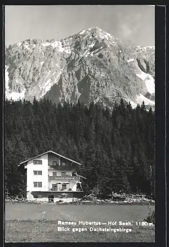 AK Ramsau am Dachstein, Hotel Hubertus-Hof gegen Dachsteingebirge