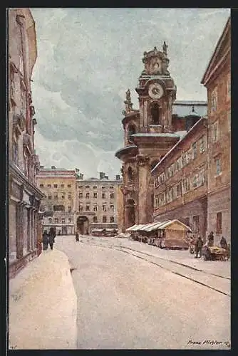 Künstler-AK Salzburg, Kollegienkirche im Winter