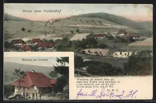 AK Heubronn, Gasthaus Haldenhof, Ortspanorama