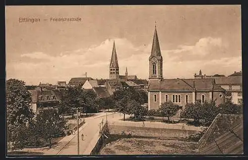 AK Ettlingen, Teilansicht mit Friedrichstrasse