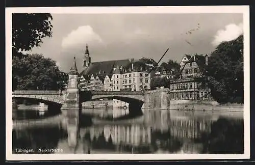 AK Tübingen, Neckarpartie mit Brücke