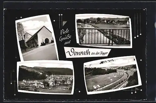 AK Donrath /Siegkreis, Kirche, Aggerpartie, Ortsansicht