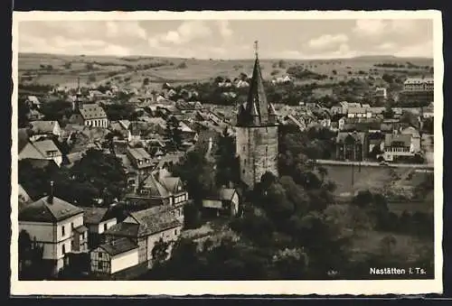 AK Nastätten /Taunus, Teilansicht mit Kirche aus der Vogelschau