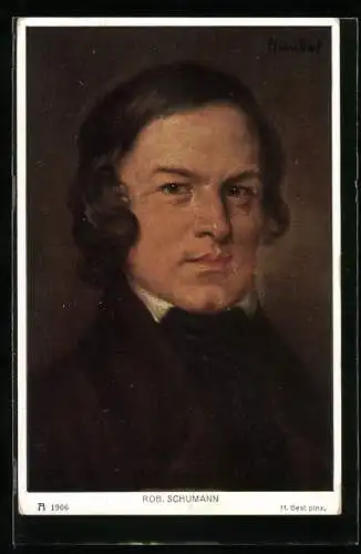 Künstler-AK H. Best: Robert Schumann Portrait