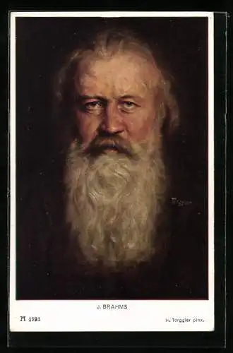 Künstler-AK Porträt des Komponisten J. Brahms