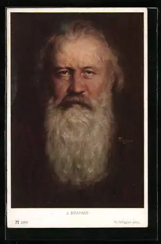 Künstler-AK Porträt des Komponisten J. Brahms