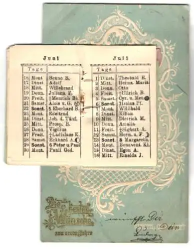 AK Neujahrsgruss 1902 mit aufklappbarem Kalender